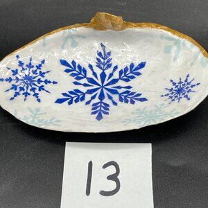 Decoupage Shell Decoupage Trinket Dish SNOWFLAKE
